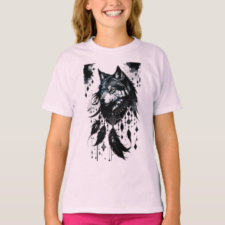 T-shirt loup, attrapeur de rêves, amulet, talisman