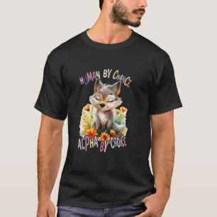 T-shirt loup avec fleurs mignonette loup lune animal alpha