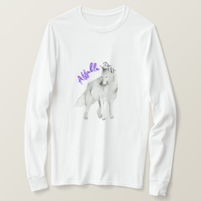 T-shirt Loup blanc affable (Design devant)