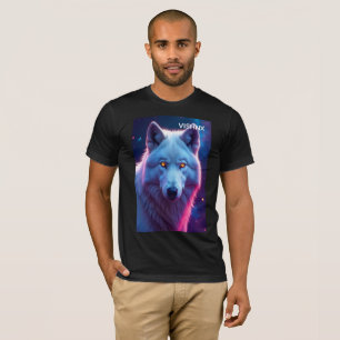 T-shirt Loup Blanc Céleste Majestueux aux Yeux Brûlants