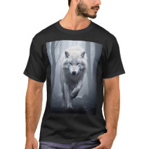 Loup blanc dans la forêt de Foggy