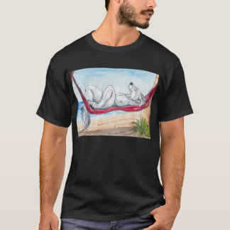 T-shirt Loup blanc d'anthro appréciant l'été dans l'hamac
