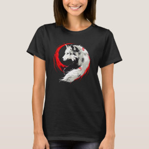 T-shirt Loup blanc rouge lunaire