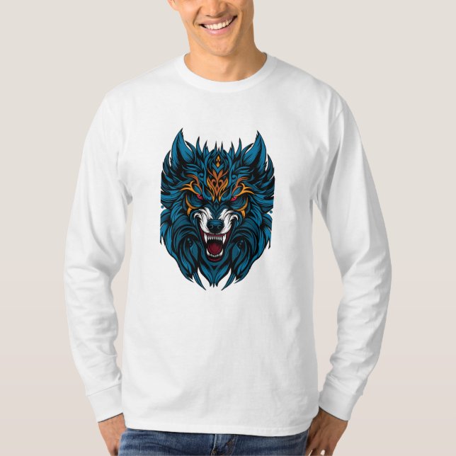 T-shirt loup bleu (Devant)