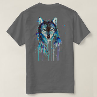 T-shirt Loup Bleu Esprit Sauvage Aquarelle 
