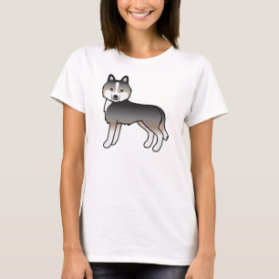 T-shirt Loup clair Gris Sibérien Husky mignon chien de des