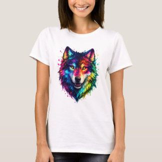 T-shirt Loup Coloré