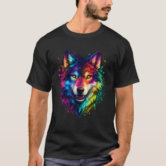 T-shirt Loup Coloré