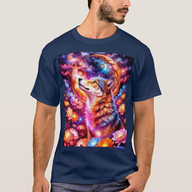 T-shirt Loup coloré Abstrait (Devant)