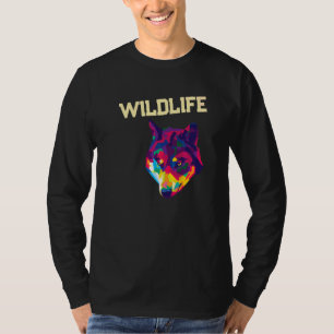 T-shirt Loup coloré géométrique Animaux sauvages Zoo Anima