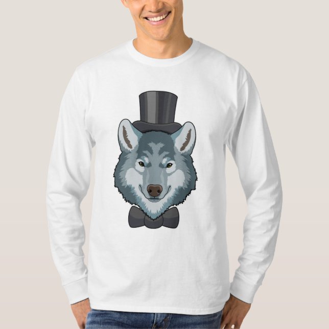 T-shirt Loup comme marié avec nœud papillon (Devant)