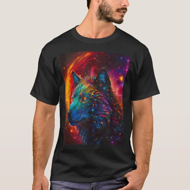 T-shirt Loup cosmique, Esprit Galaxy Espace d'Imaginaire a (Devant)