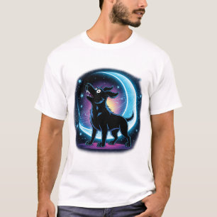 T-shirt Loup Cosmique Hurleur à la Lune Néon Galaxie Art T