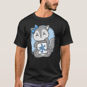 T-shirt Loup Cute Avec L'Eau Kanji Et L'Esthétique Japonai