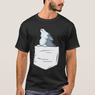 T-shirt Loup dans la poche de poitrine Husky Chien sauvage