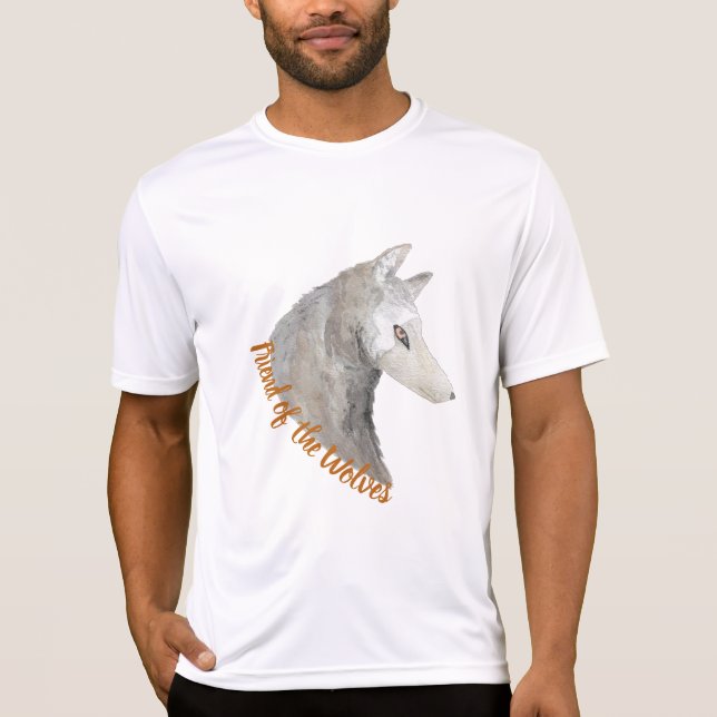 T-shirt Loup d'Aquarelle d'animaux en voie de disparition (Devant)