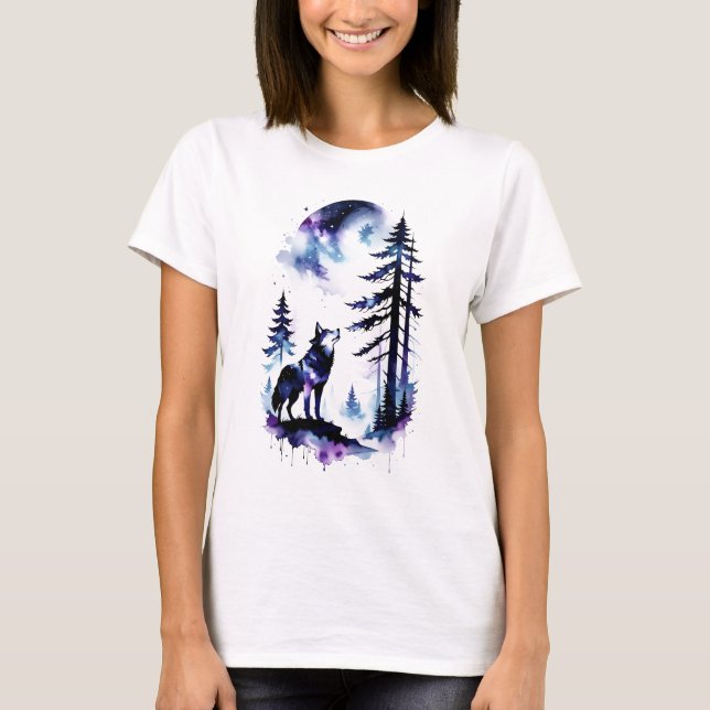 T-shirt Loup d'aquarelle hurlante (Devant)