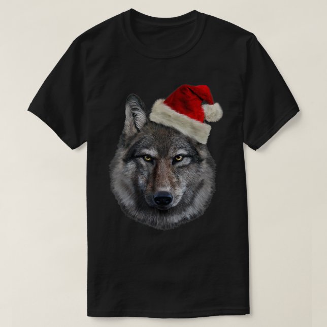 T-shirt Loup de bois à Santa Hat Chaque jour, Noël (Design devant)