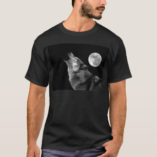 T-shirt Loup de BW hurlant à la lune