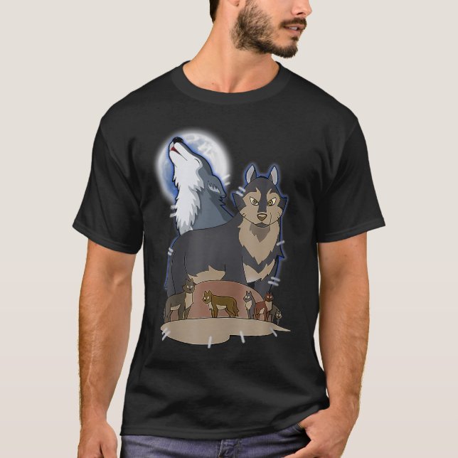 T-shirt Loup De Chasseur À Lune Gray Wolf Chasse Loup Anim (Devant)