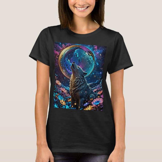 T-shirt Loup de couleur métallique (Devant)