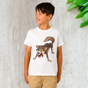 T-shirt Loup de dessin animé avec une expression de folie