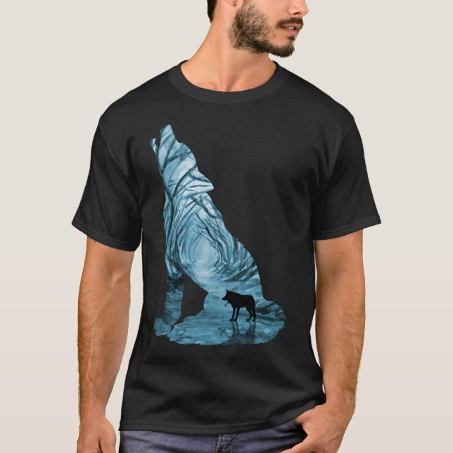T-shirt Loup de forêt sauvage - Turquoise (Devant)