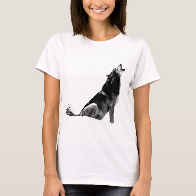 T-shirt Loup de Howling blanc noir (Devant)