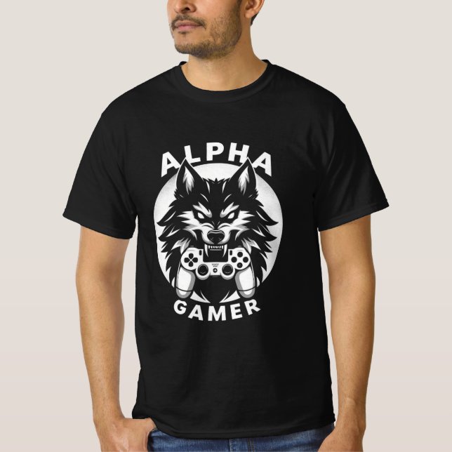 T-shirt Loup de joueur alpha avec manette (Devant)