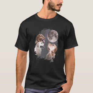 T-shirt Loup de la Lune trois Golden Retriever