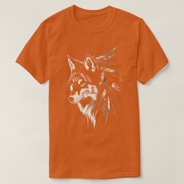 T-shirt Loup de la tribu amérindienne des Indiens (Design devant)