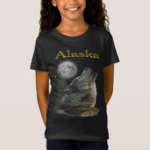 T-Shirt Loup de l'Alaska et lune