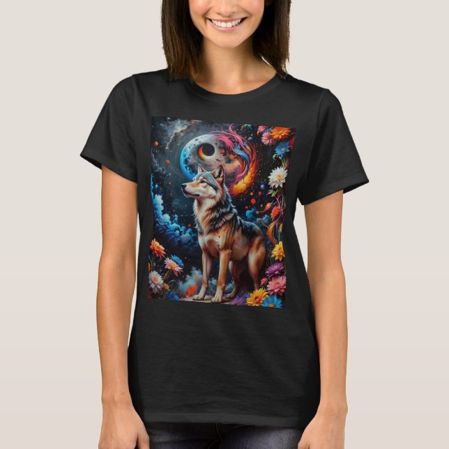 T-shirt Loup de lune Abstraite (Devant)
