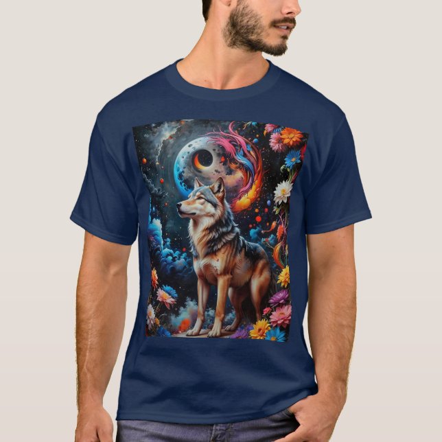 T-shirt Loup de lune Abstraite (Devant)