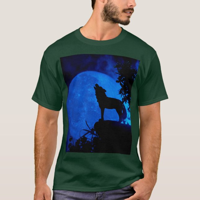 T-shirt Loup de lune bleue (Devant)