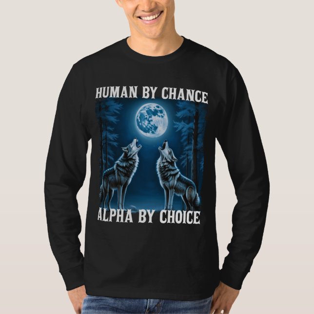 T-shirt Loup de lune, loup solitaire hurlant Alpha Wolf Ar (Devant)