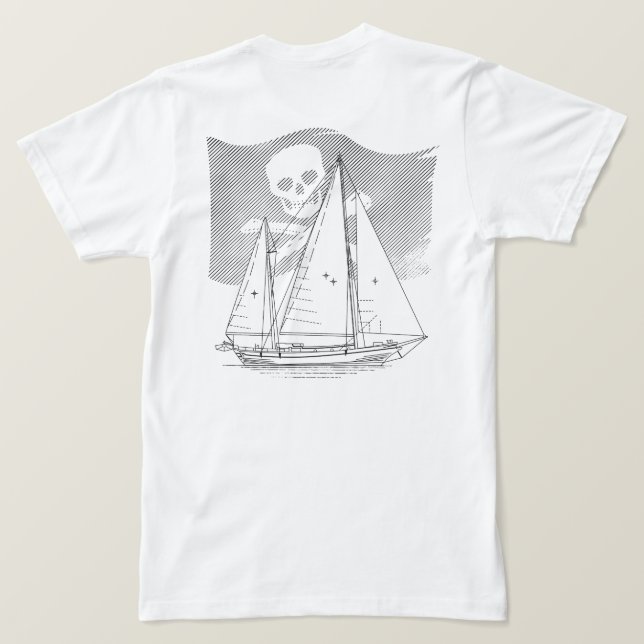 T-shirt Loup de mer avec drapeau de pirates (Design dos)