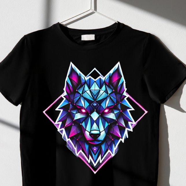 T-shirt loup de néon géométrique (Créateur téléchargé)