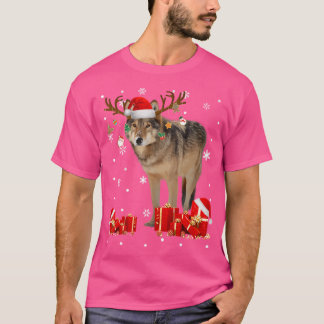 T-shirt Loup de Noël Funny Père Noël Reindeer Wolf Lover