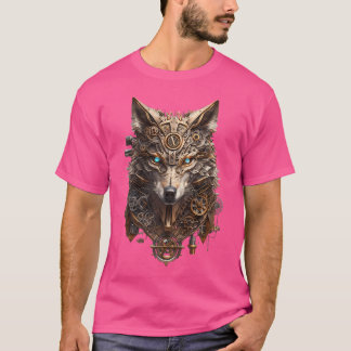 T-shirt Loup De Steampunk Avec Des Entraînements Mécanique