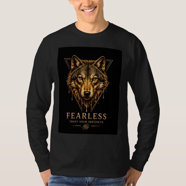 T-shirt Loup Doré Sans Peur Animal 🐺 (Devant)
