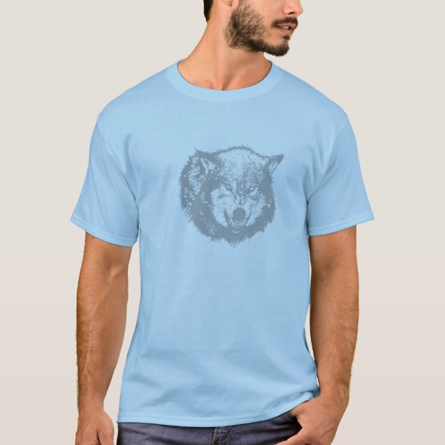 T-shirt Loup en colère en gris (Devant)