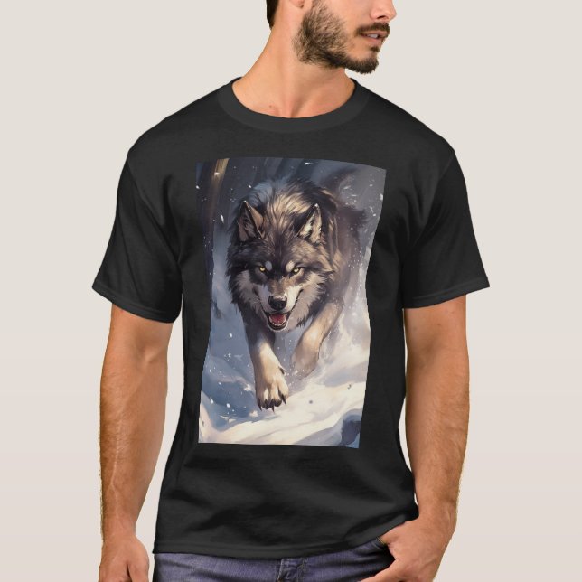 T-shirt Loup en hiver (Devant)