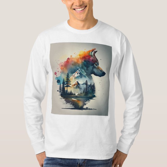 T-shirt loup en montagne (Devant)