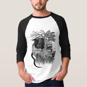 T-shirt Loup et corbeau avec crâne