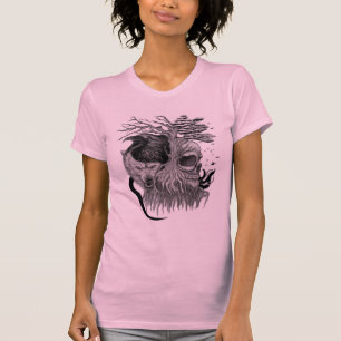 T-shirt Loup et corbeau avec crâne