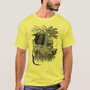 T-shirt Loup et corbeau avec crâne