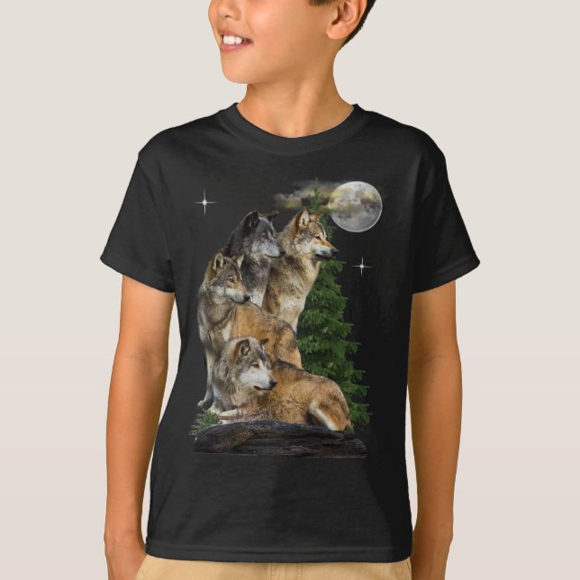 T-shirt Loup et lune (Devant)