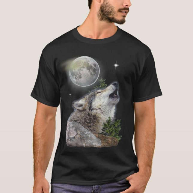 T-shirt loup et lune (Devant)
