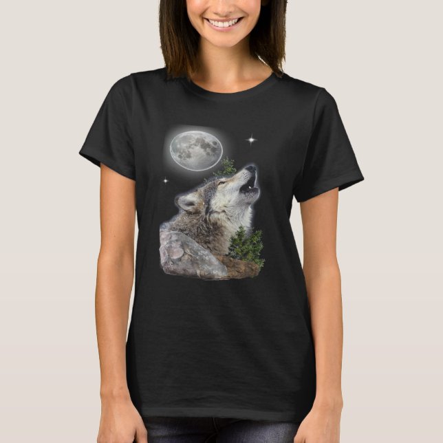T-shirt loup et lune (Devant)